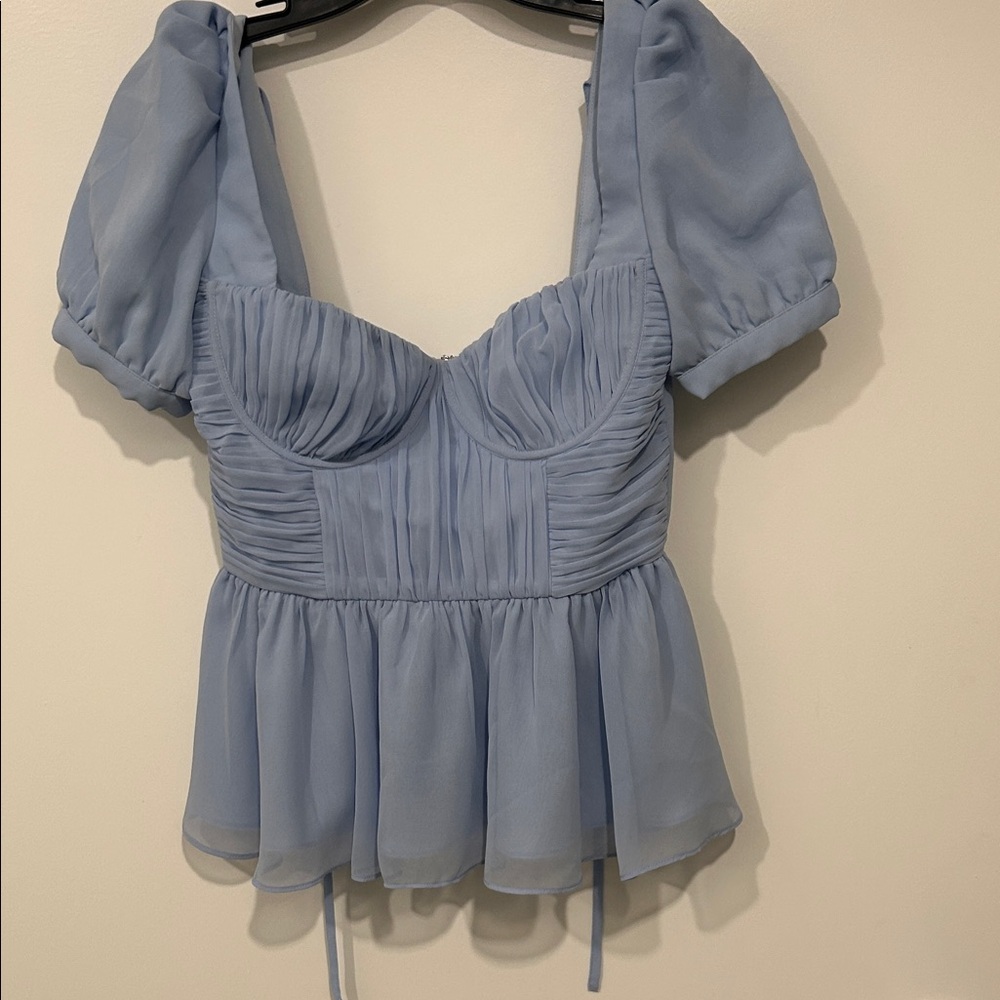 Self-portrait blue peplum top size 4